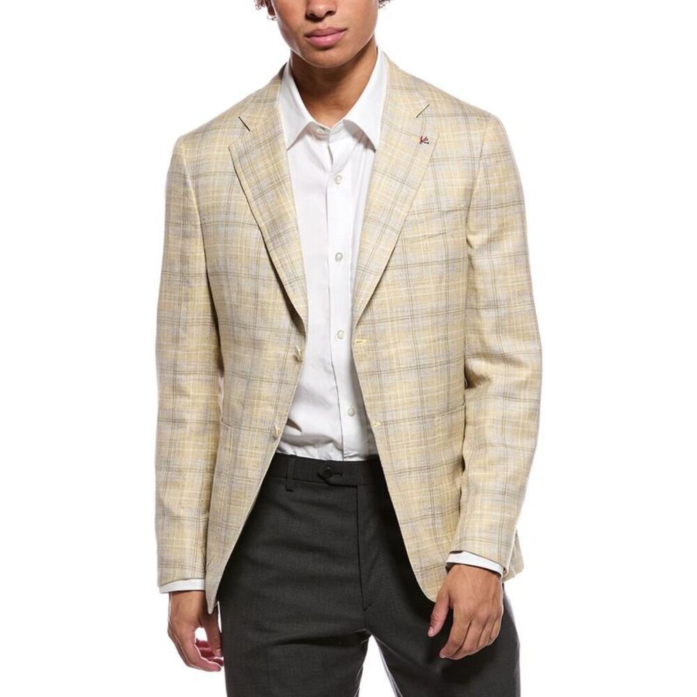 Isaia Mens  Capri Wool, Silk & Linen-Blend Sport Jacket, Yellow
